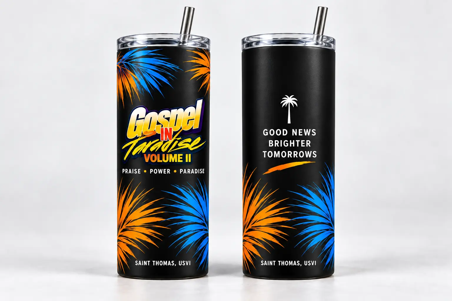 Vaso negro de Gospel in Paradise Volumen II, visto por delante y por detrás