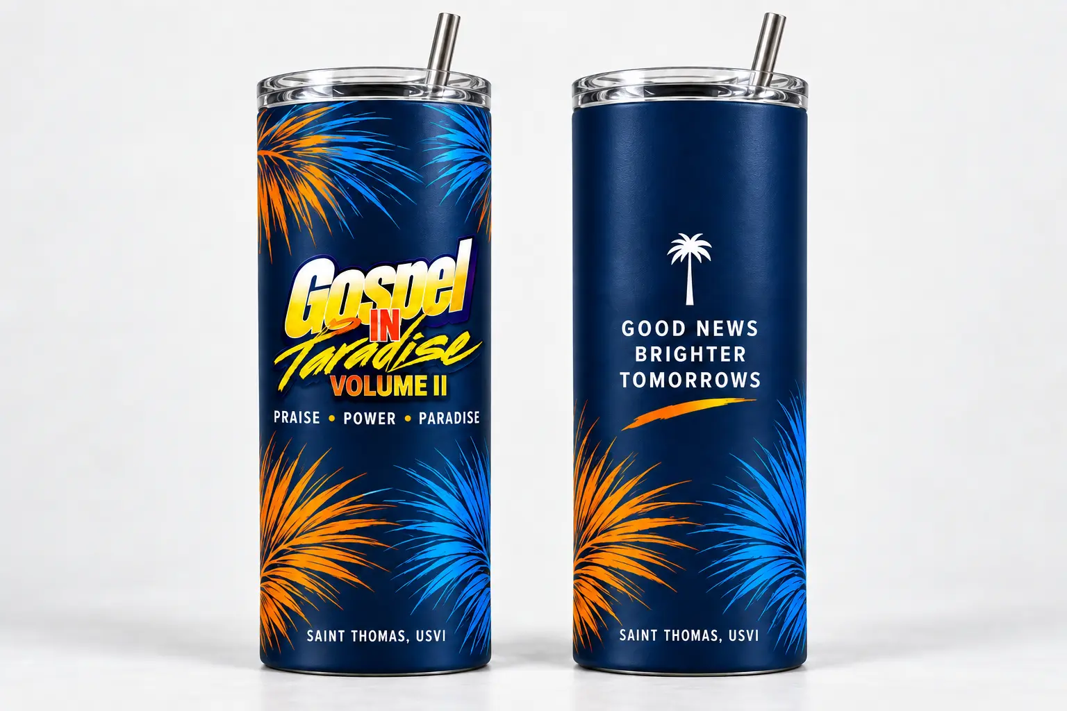 Vaso azul marino de Gospel in Paradise Volumen II visto por delante y por detrás