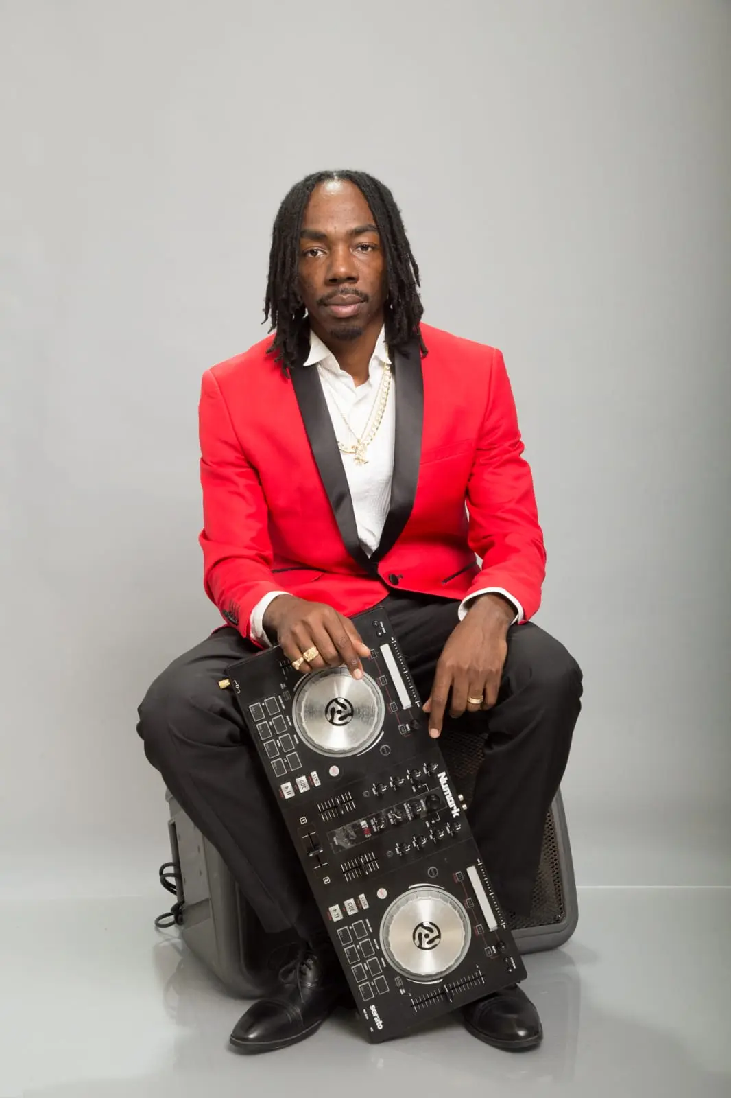 Julian DJ JD Jackson Jr. with his DJ controller